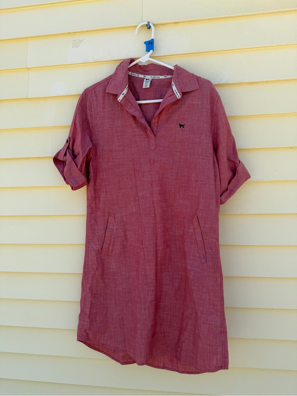 Black Dog Linen-Blend Shirt Dress with  Pockets
